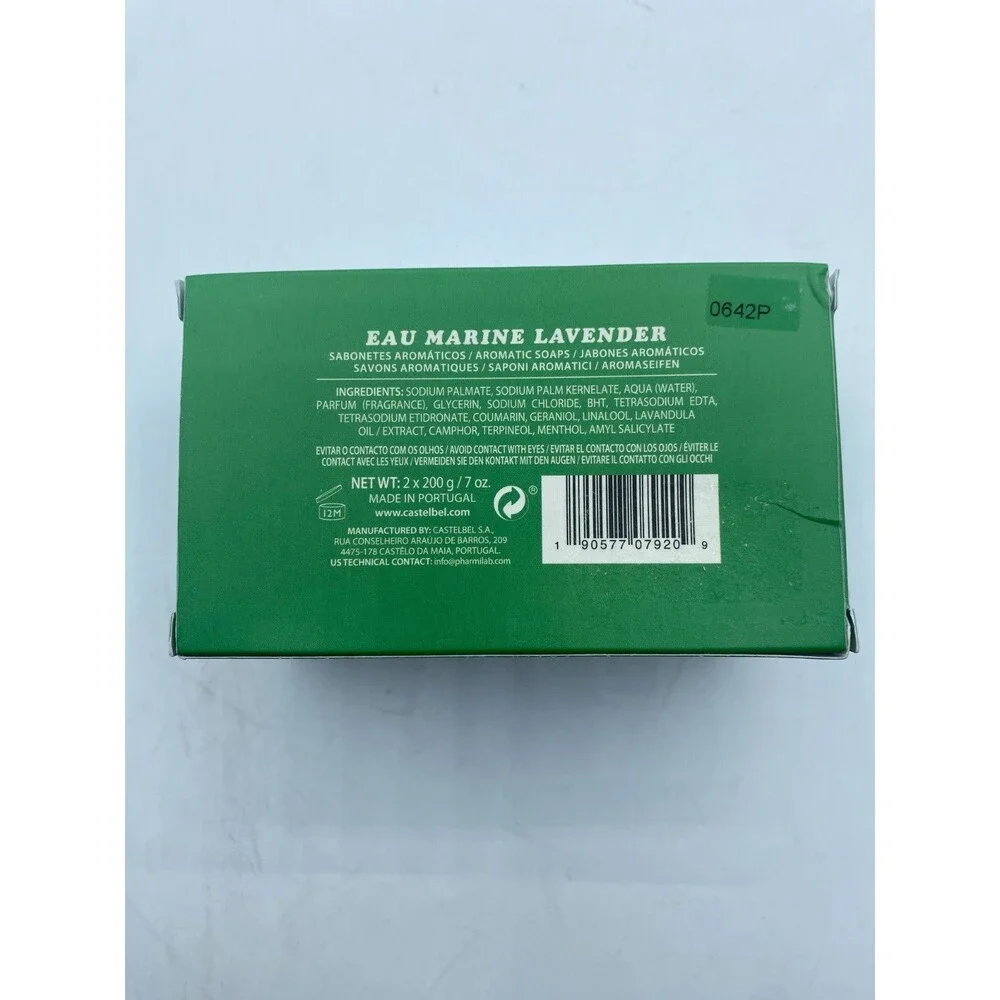 2 x CASTELBEL Eau Marine Lavender Scented Bar Soap 7oz